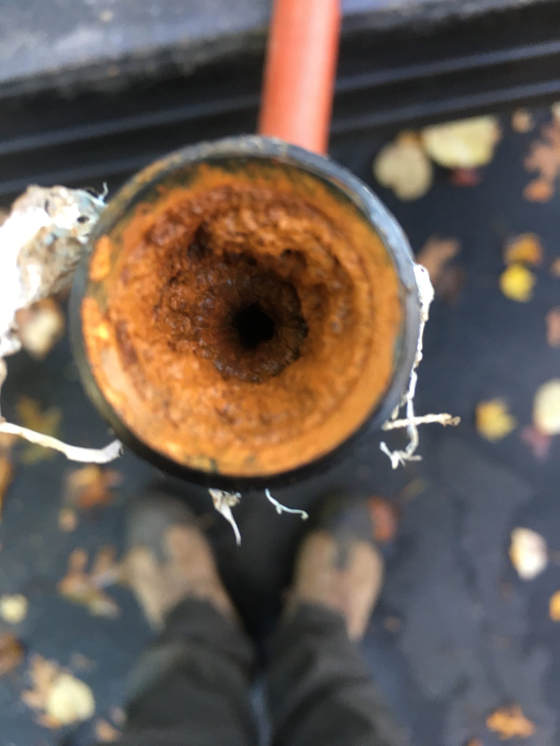 Clogged Water Pipe with Iron and Rust