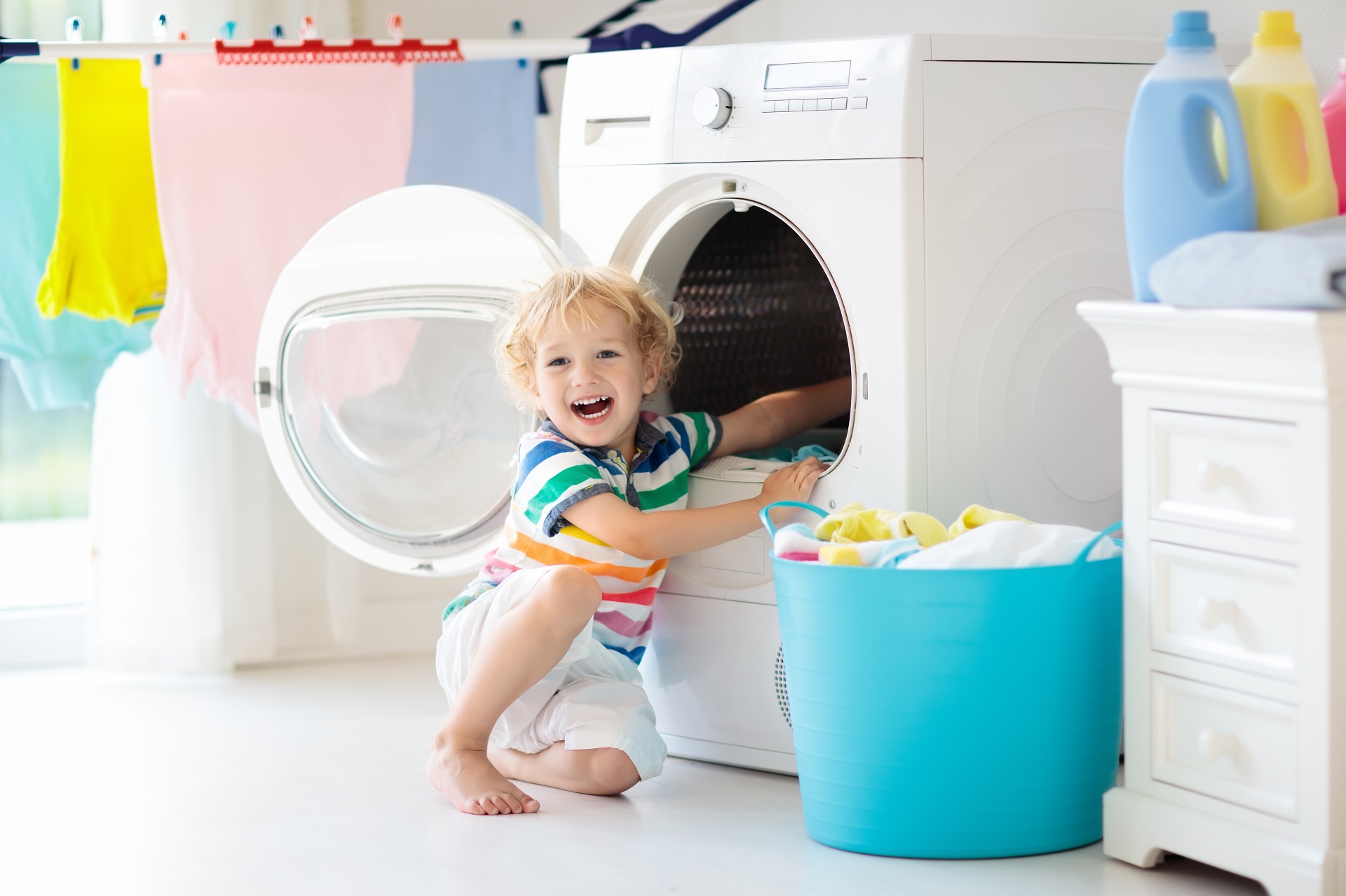 Kid Grabbing Laundry CT Water