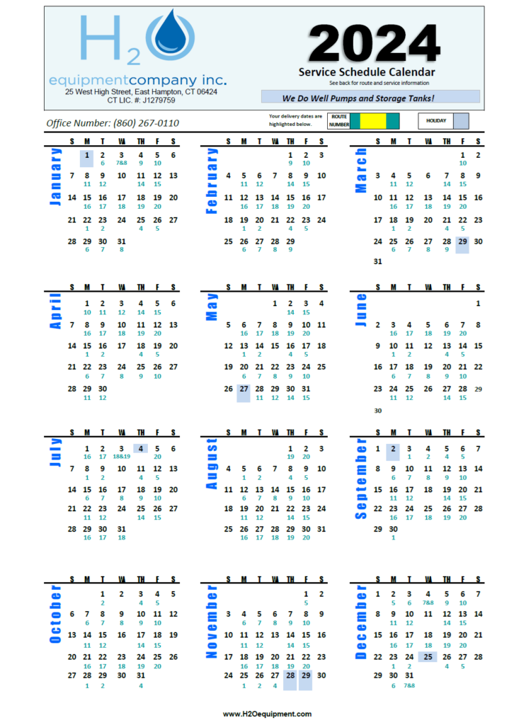 Exhcange Tank Route 2024 Master Calendar